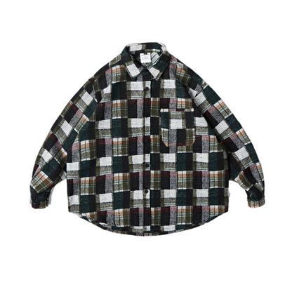 Unisex Shirt Vintage Plaid Loose Clothing Wool Coat