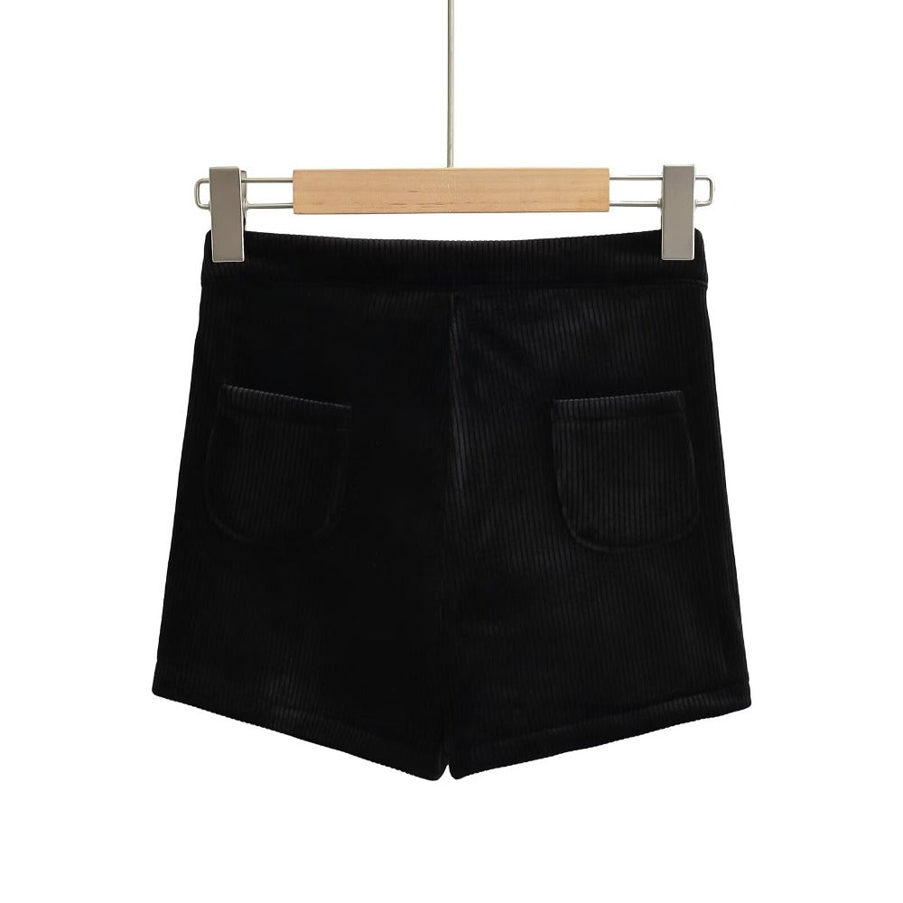 Women Skirt Spring Slim-Fitting Stretch Black Velvet Sheath Shorts