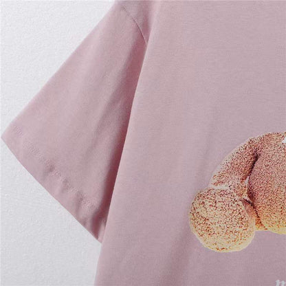 Palm Angels T Shirts Broken Bear Printed round Neck Short Sleeve T-shirt