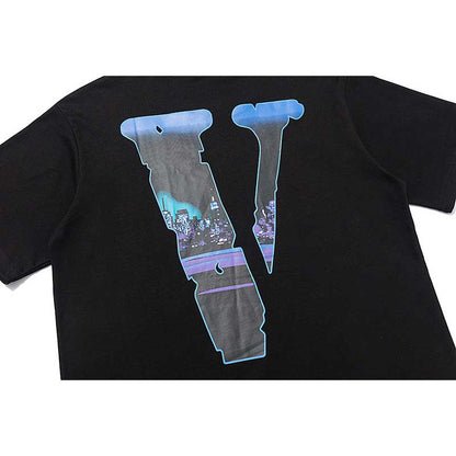 Vlone T Shirts V-Shaped Female Somke Printed Short Sleeve T-shirt Men and Women Hip Hop Couple Half Sleeve