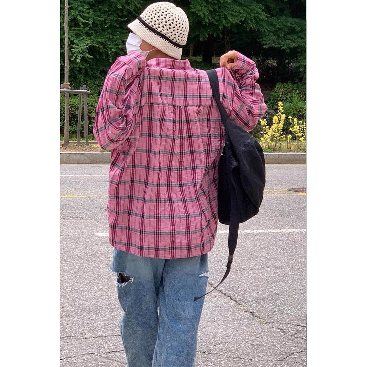 Unisex Shirts Our Legacy Pink Checked Loose Shirt