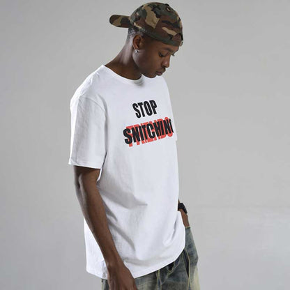 Vlone T Shirts Vlone No Cap High Street Large V-Shaped Female Print Hip Hop Loose Short Sleeve T-shirt for Men and Women