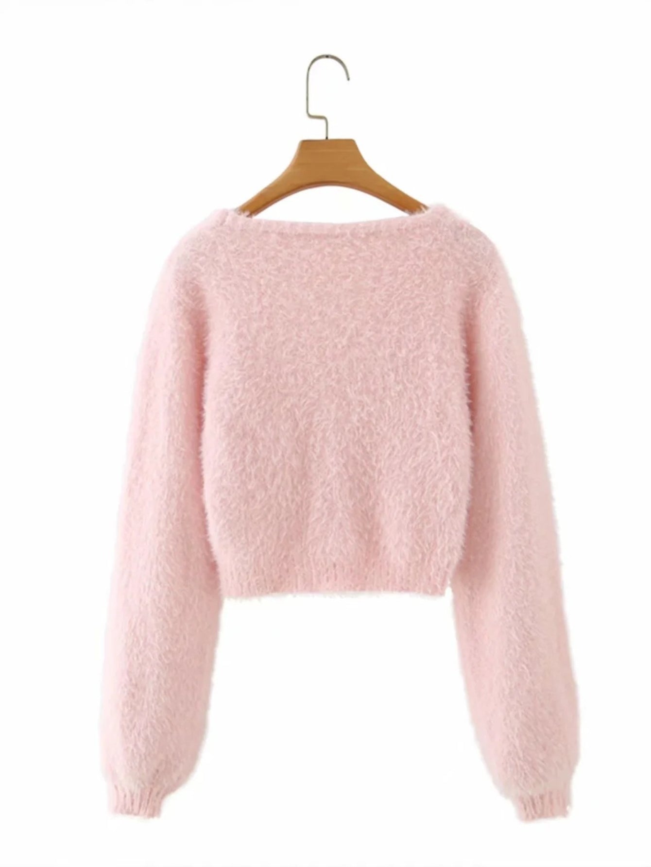 Women Sweater Knitwear Retro Square Collar Single-Breasted Long Sleeve Knitted Cardigan Jacket