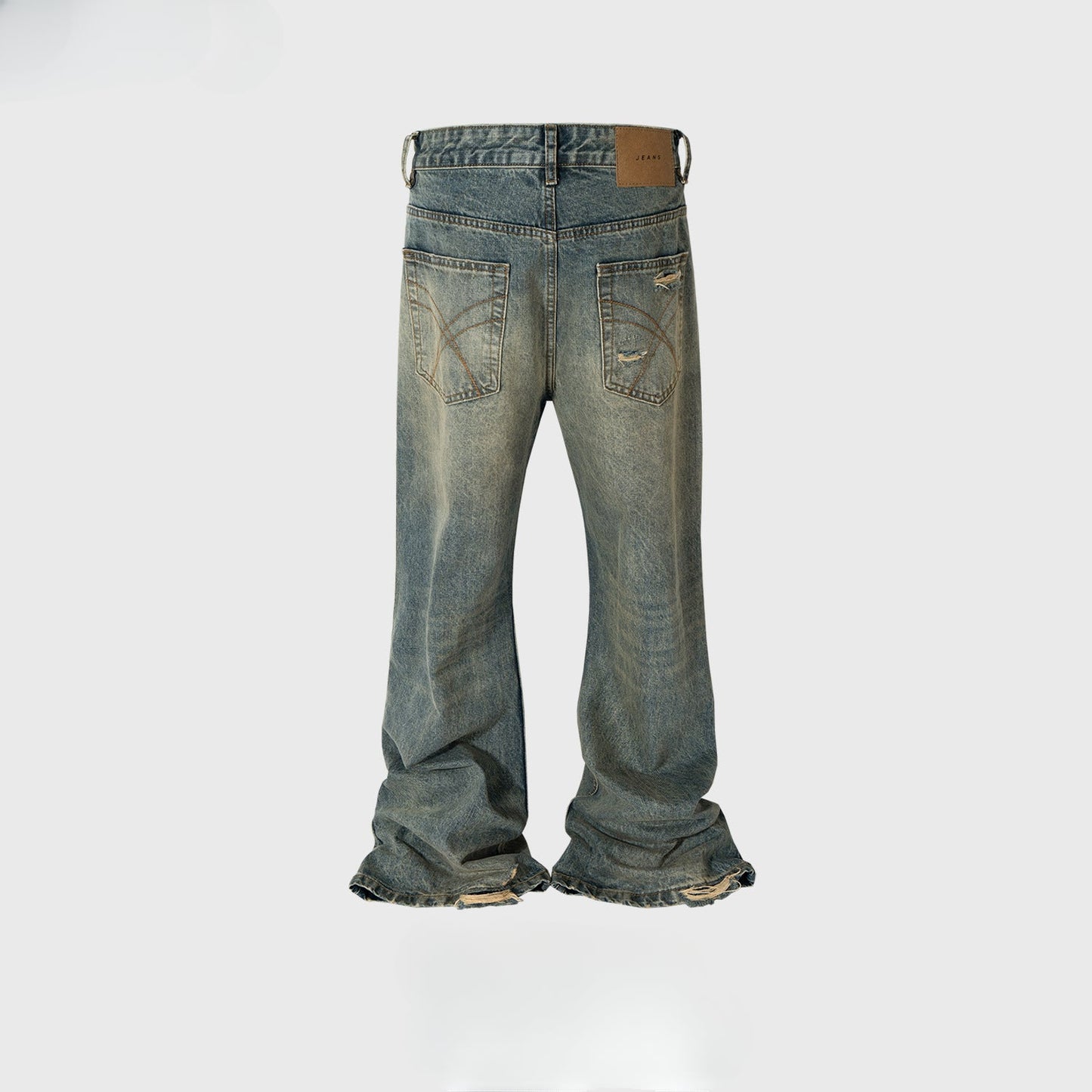 MIJKO Men's Vintage Pants MIJKO Men's Women's Washed Old Trousers Ripped Jeans