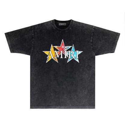 Amiri Washed Distressed T Shirt Printed Trendy Pure Cotton