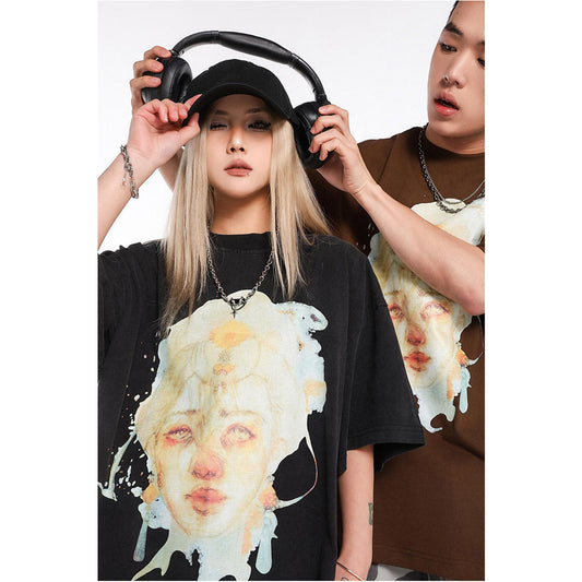Unisex T-Shirts GALLERY DEPT Vintage Old Goddess Print Printed Loose T-Shirt