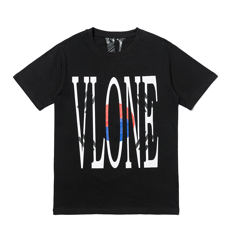 Vlone T Shirts Printed Short Sleeve T-shirt for Men and Women Hip Hop Loose Large V Half Sleeve