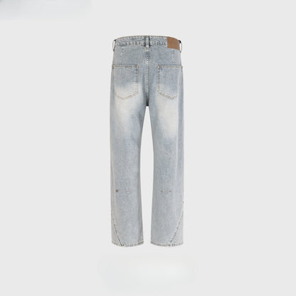 MIJKO Men Vintage Pants MIJKO Women's Men's Slim-Fit Button-Up Pants High Street Jeans