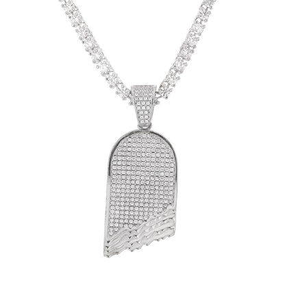 Jewelry Micro-set Zircon 18K Gold Plated Two-Tone Broken Skateboard Pendant Spectrum Jesus Pieces Royalty