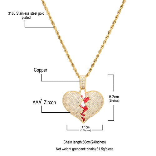 Jewelry Heartbreak Shape Men's and Women's Pendants, Broken Heart St. Valentine's Spectrum