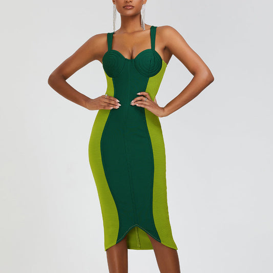 Women Evening Dress Sexy Slim Fit Bandage One-Piece Dress Camisole Gown