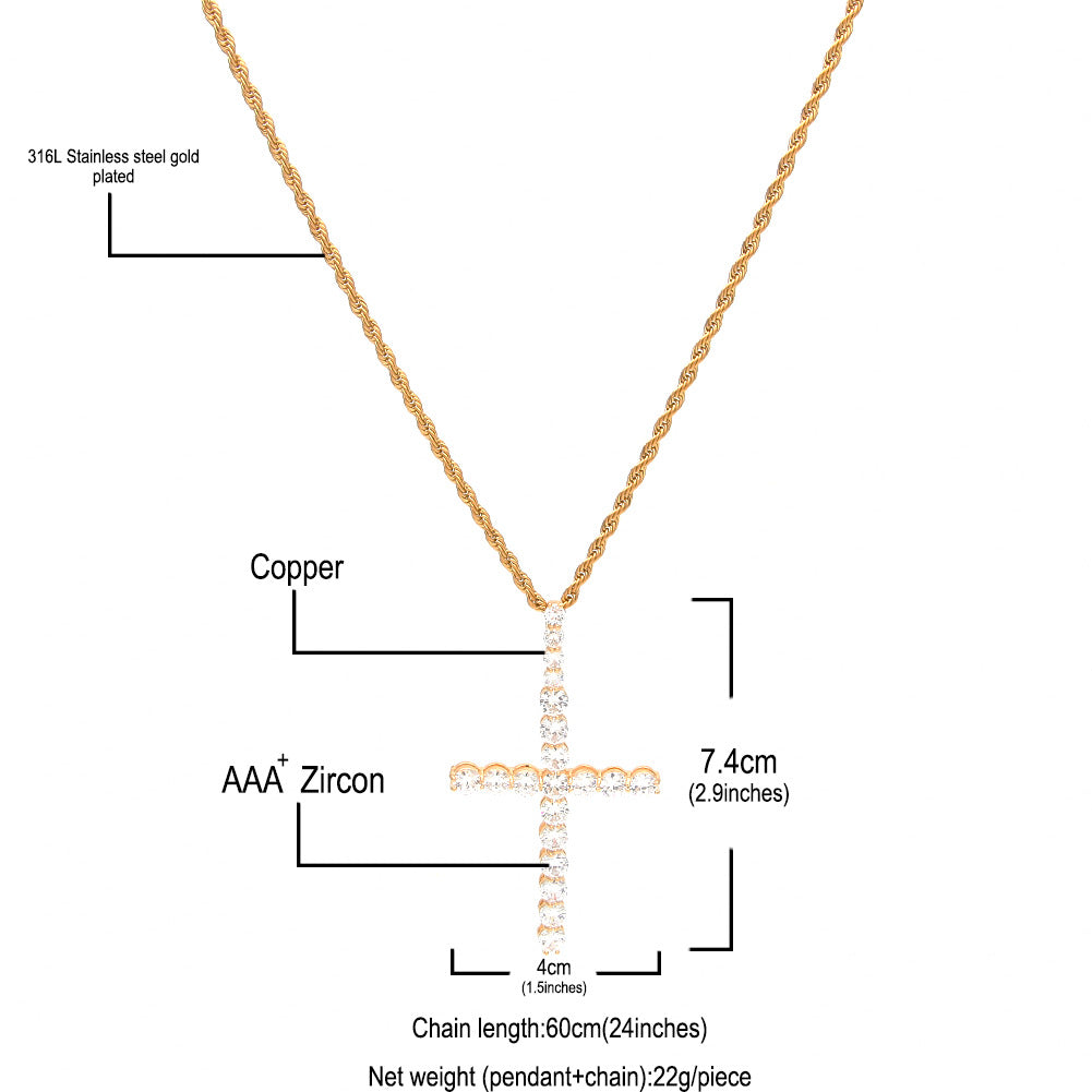 Jewelry Zircon Cross Pendant Rapper CrossPendant Crosses Jesus Pieces