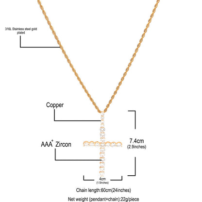 Jewelry Zircon Cross Pendant Rapper CrossPendant Crosses Jesus Pieces