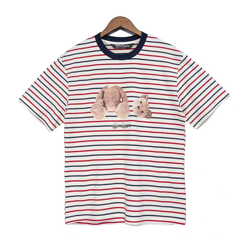 Palm Angels T Shirts Letter Stripes Short Sleeve T-shirt Male Half Sleeve