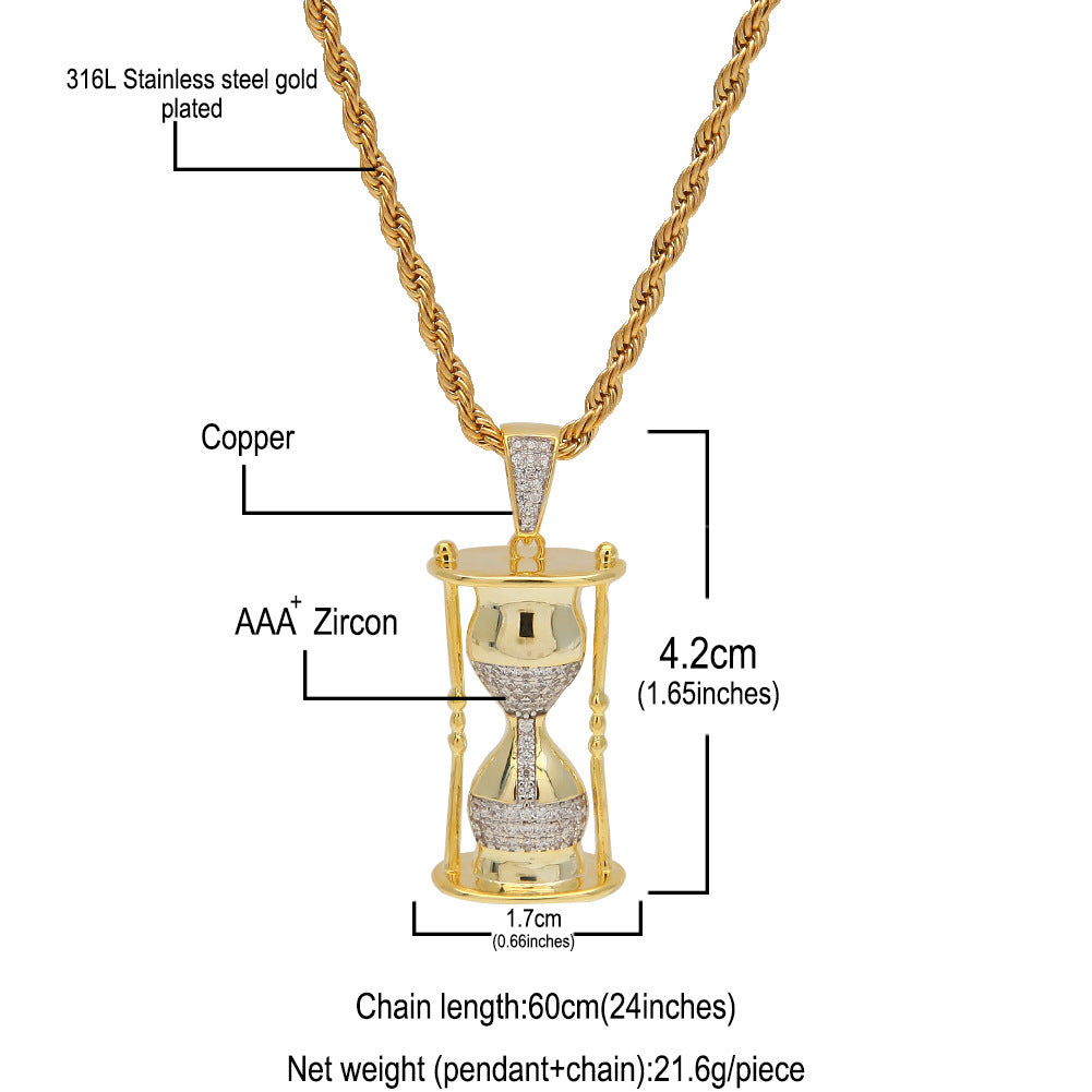 Jewelry Hourglass Zircon Pendant Two Color Plated Rap Spectrum St. Valentine's