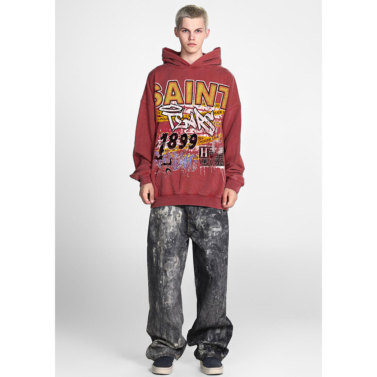 Unisex Hoodies Saint Michael Old Loose Hoodie