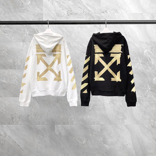 OW Hoodie Hot Stamping Tape Zipper Long-sleeved Sweatshirt
