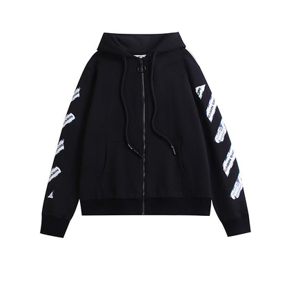OW Hoodie Zipper Long Sleeve Sweatshirt Airport Cordon