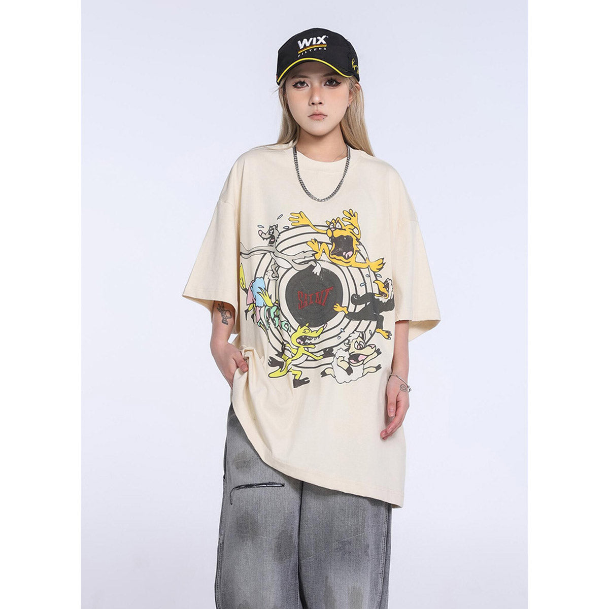 Unisex T-Shirts Saint Michael KEEP FASHINON Anime Print Loose T-Shirt