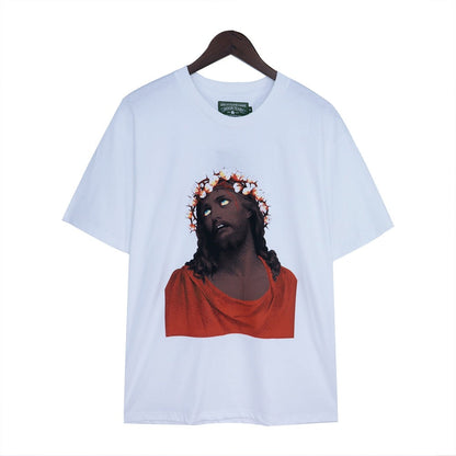 Denim Tears T Shirts Kapok Vintage Portrait Oil Painting Print Loose-Fitting Casual round-Neck Short Sleeve T-shirt