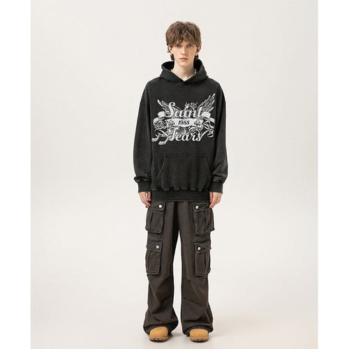 Unisex Hoodies Saint Michael Old Loose Hoodie
