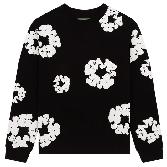 Denim Tears The Cotton Wreath Long Sleeve Black Tee