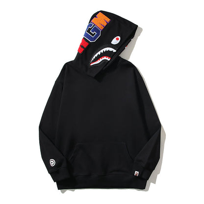 Solid Color Designer Shark Pullover Hoodie – Y2K Style Streetwear Made with High-Quality Material