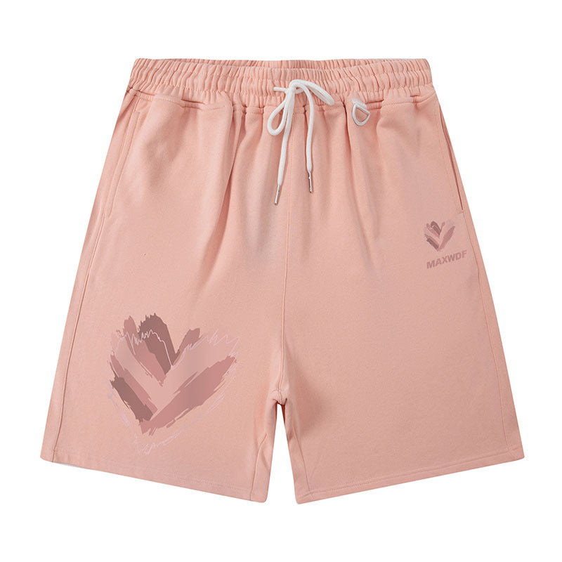 Men Shorts Hiphop Vintage Flame Print Sports Shorts