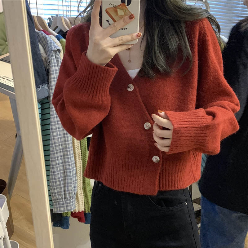 Women Knitwear Spring and Autumn V-neck Loose Knitted Cardigan Jacket