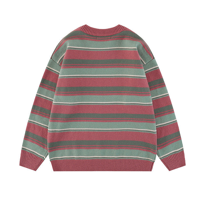 Women Sweater Striped Sweater Loose Couple