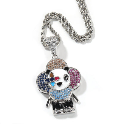 Jewelry Donkey Flower Pendant Shine Micro Zircon Male Female Animal Spectrum Far East