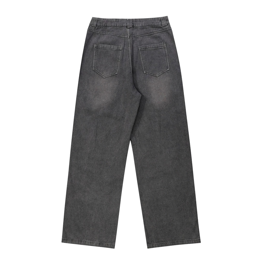 Women Pants Ripped Jeans Straight Wide Leg Pants Loose Trousers