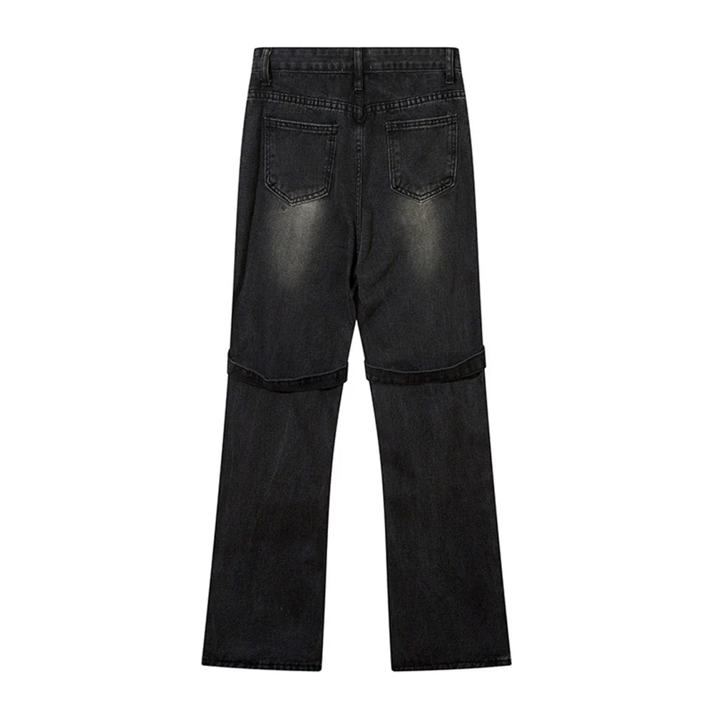 Women Pants Lace-up Skinny Jeans Straight-Leg Pants