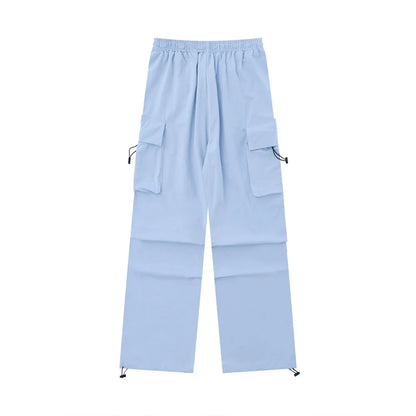Men Sweatpants Solid Color Pleated Casual Trousers Loose Track Pants Drawstring Jogger Pants