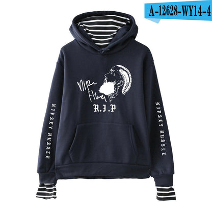 Nipsey Hussle Hoodie Rap Singer Trend False Two-Piece Sweaters