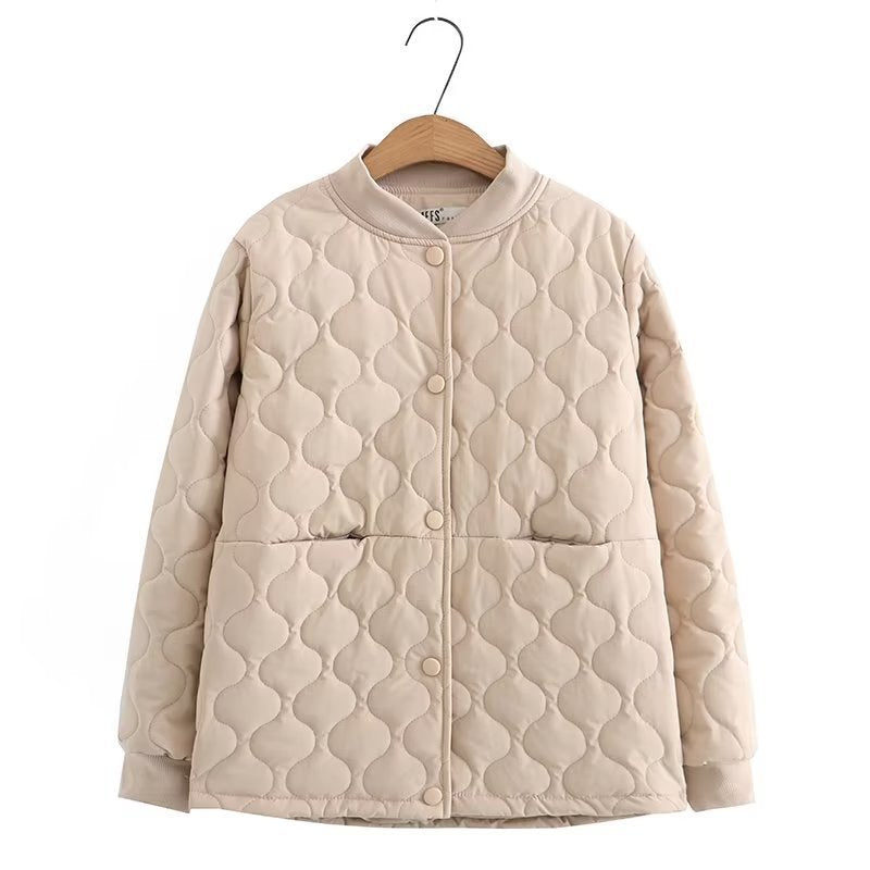 Women Cotton Coat Diamond Plaid Casual Jacket