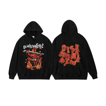 Men Hoodie Black Flame Demon Printed Hoodie Men and Women Vibe Style Hoodie