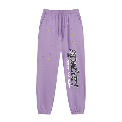 Sp5der Hoodie & Sweatpants 2 Piece Set Spider Web Stereo Printing plus Velvet