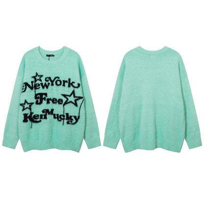 Women Sweater Star Soft Knitted Sweater Vintage