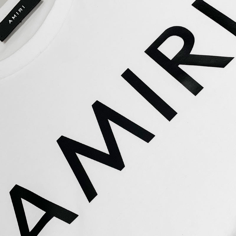 Amiri T Shirt Letter Print Casual Hip Hop round Neck Short Sleeve T-shirt