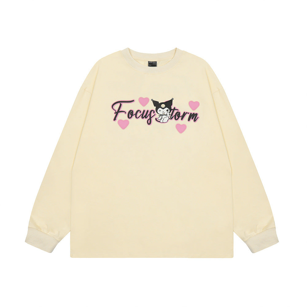 Men Long Sleeve T-Shirt Cartoon Printed Cotton Loose
