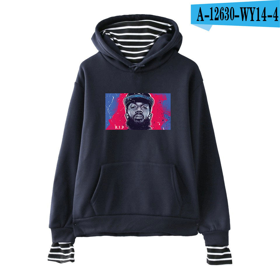Nipsey Hussle Hoodie Rap Singer Trend False Two-Piece Sweaters