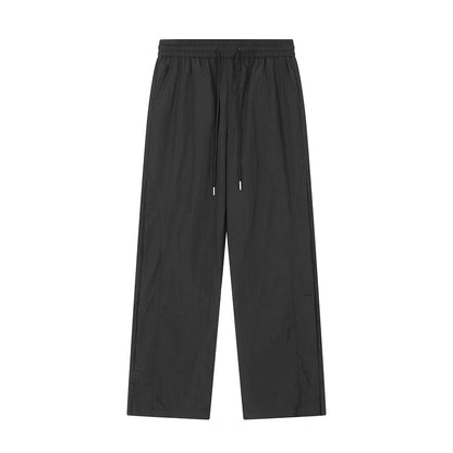 Men Sweatpants Solid Color Casual Straight Trousers Loose Wide-Leg Overalls