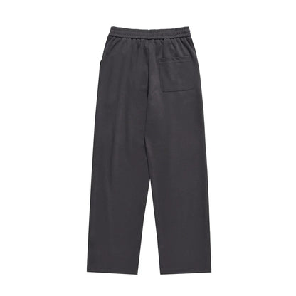 Men Sweatpants Solid Color Suit Pants Men's Summer Simplicity Loose Pleated Drawstring Straight Casual Trousers