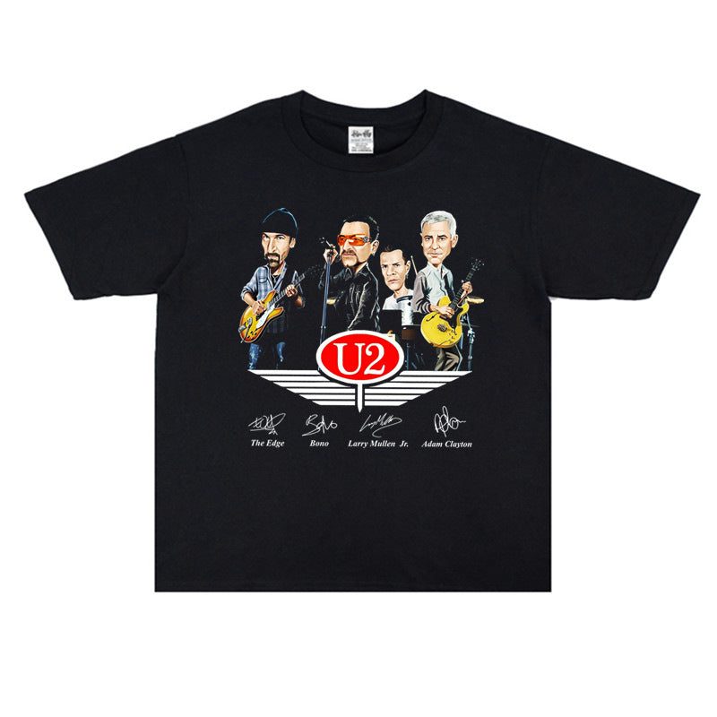 Rock Star T Shirt Irish Rock Band Printed Crew Neck T-shirt Pure Cotton Loose Short Sleeve