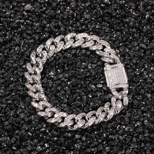 Bracelet Pure T Square Cuban Bracelet ins Wind Diamond Large Gold Chain Spectrum