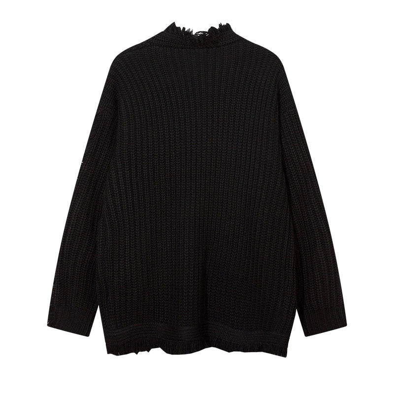Women Sweater Distressed Knitted Coat Idle Style