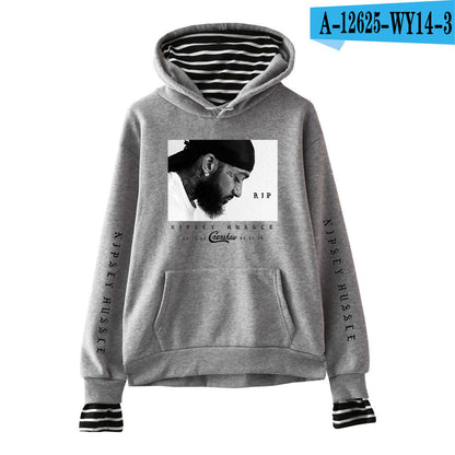 Nipsey Hussle Hoodie Rap Singer Trend False Two-Piece Sweaters