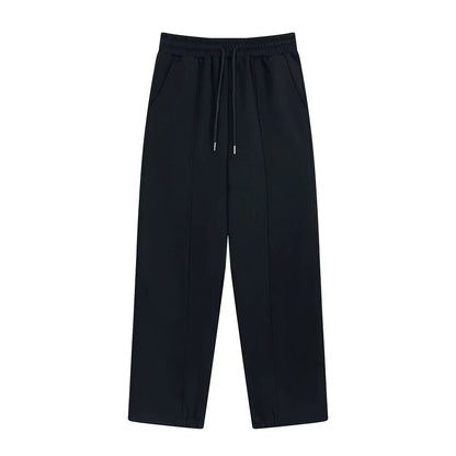 Men Sweatpants Loose Casual Sweatpants Elastic Waist Sports Straight Solid Color Wide Leg Trousers