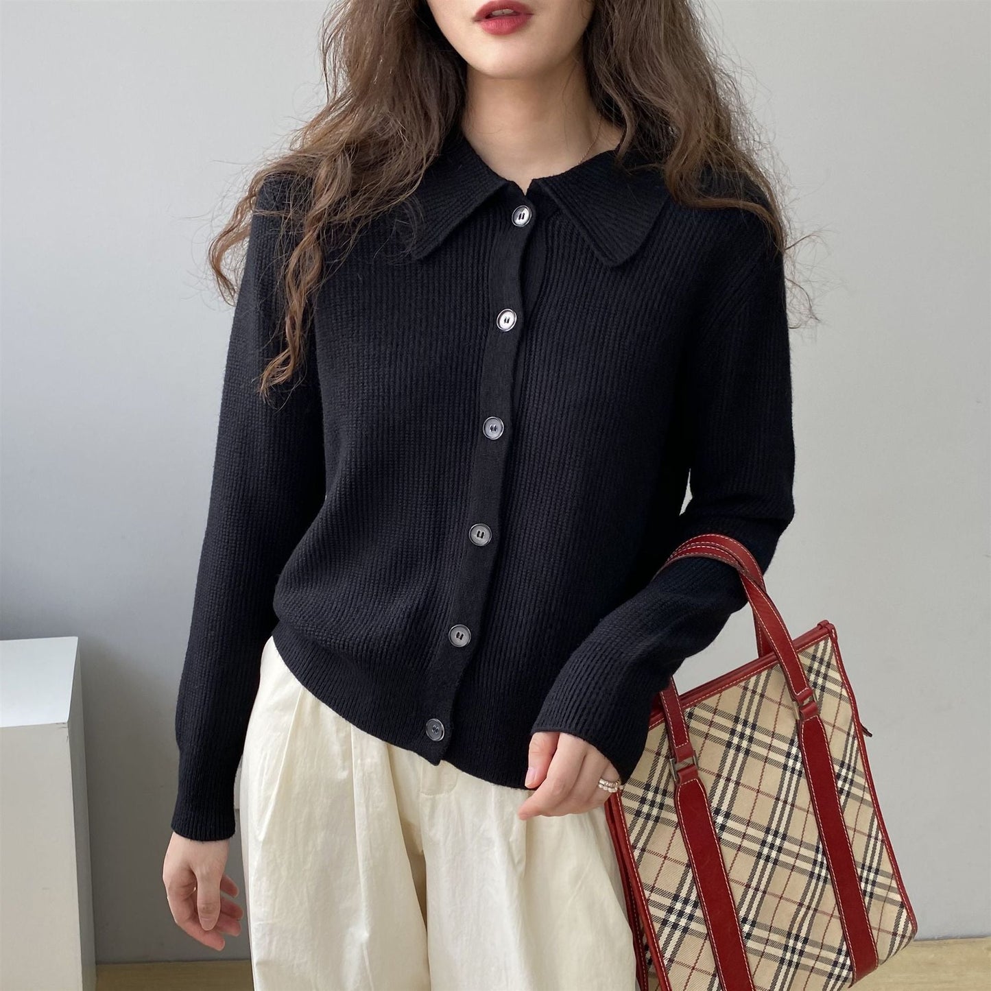 Women Cardigan Sweater Knitted Cardigan Autumn Sweater Jacket Long-Sleeved 8t8205